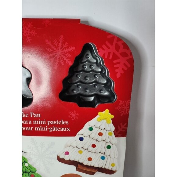 WILTON Gingerbread Man Christmas Tree Non Stick Mini Christmas Cake Pan 6-Cavity - Picture 3 of 8